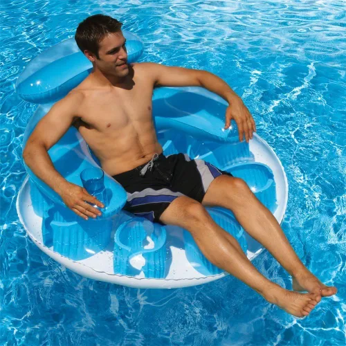Vista 2 de Poolmaster Water Pop - Flotador circular para piscina, azul, grande