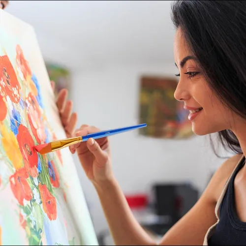 Vista 3 de Juego de 20 pinceles de pintura para aceite acrílico, acuarela, planos y redondos, para pintura lavable, pintura artística, pinceles pequeños a