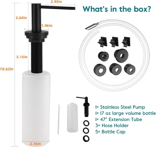 Vista 3 de Gappo Dispensador de jabón para fregadero de cocina, bomba de encimera de acero inoxidable dispensador de jabón integrado con tubo de extensión