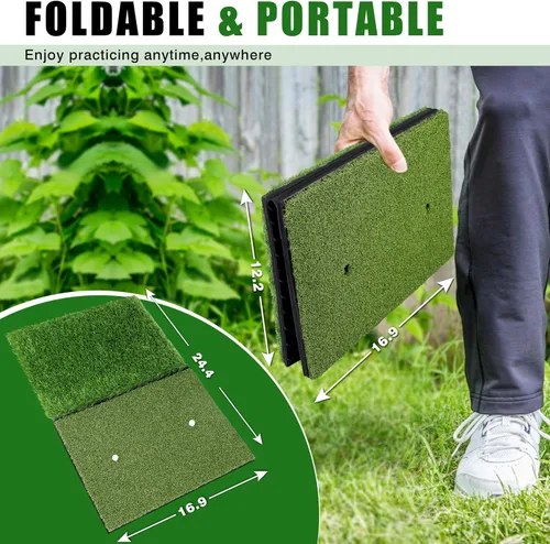 Vista 9 de Premium Golf Hitting Mat, 10mm Foam Padding with Rubber Backing Golf Mat, Golf Practice Mat for Indoor and Outdoor Training