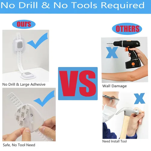 Vista 3 de YEYA - Anclajes de pared para muebles sin taladro, anti punta Ajustable, a prueba de bebés, mejorado 2P
