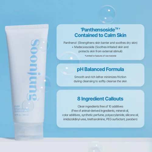 Vista 3 de ETUDE SoonJung Limpiador de Espuma 5.5, Limpiador Facial para Pieles Sensibles, Burbuja Suave, Limpieza Hipoalergénica, Limpieza Profunda Suave