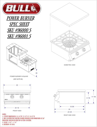 Vista 3 de Bull 96000 Power - Quemadores laterales de acero inoxidable