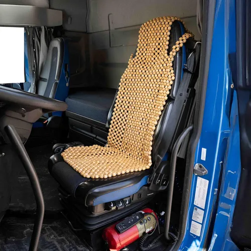 Vista 11 de ZONETECH Funda de asiento con cuentas para refrigeración, cojín de masaje, asiento de automóvil, cuentas de madera natural para semircamión