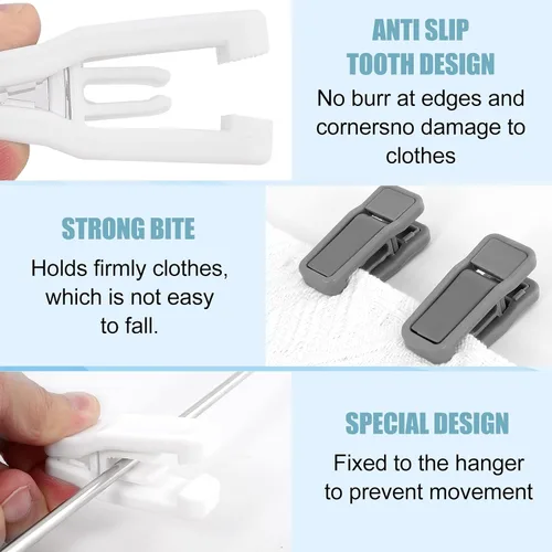 Vista 3 de Blcculi Clips para colgar perchas, 50 clips para colgar bebés, clips de plástico para dedos, clips para colgar pantalones, clips de agarre fuerte