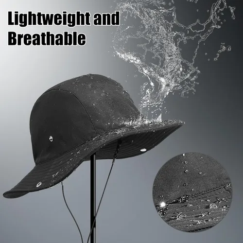 Vista 5 de Rain Hat for Women Waterproof Winter Bucket Hat Wide Brim Warm Fleece Lined Bucket Rain Hat UV Protection UPF 50+ Sun Hat Safari Hat for Fishing