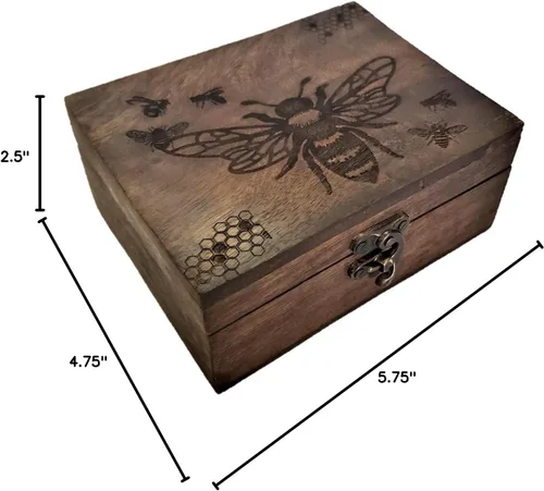 Vista 6 de JB&C Premium Joyero de abeja grabado, hermosa caja de recuerdos Organizador de soporte decorativo Idea de regalo para el día de San Valentín