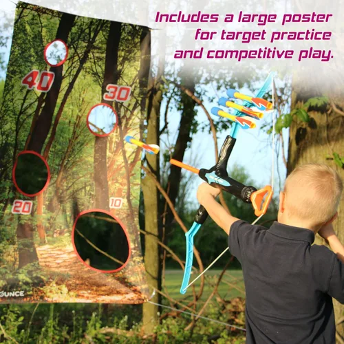 Vista 3 de New Bounce Juego de Arco y Flecha para Niños - Juego de Tiro con Arco para Niños Pequeños - Incluye Póster de Diana - Juguetes Geniales para Niños