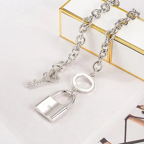 Vista 7 de Charm - Pulsera de plata de ley 925 con colgante de cerradura de llave para mujer, de plata maciza, joyería fina, regalo para esposa y novia