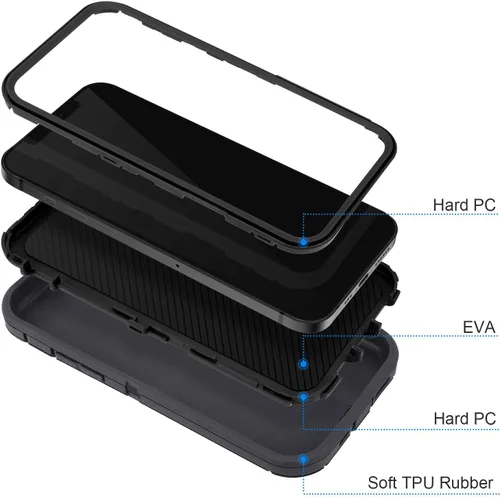 Vista 3 de MAXCURY Funda para iPhone 12, iPhone 12 Pro, fuerte 3 en 1 de protección de cuerpo completo, funda de goma de silicona resistente a prueba de golpes
