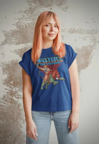 Vista 4 de Masters of The Universe TV Series He-Man Rides Into Battle - Camiseta para adultos, Azul