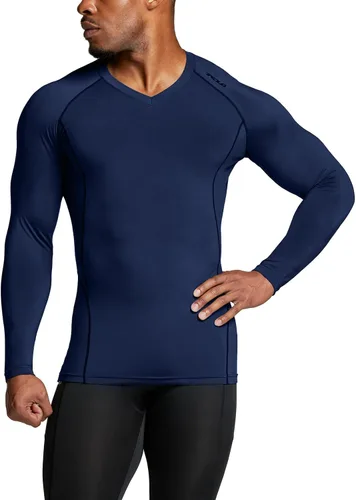 Vista 2 de TSLA - Camiseas térmicas de compresión de manga larga con cuello en V para hombre, ideales para usar como capa base para hacer ejercicio, correr