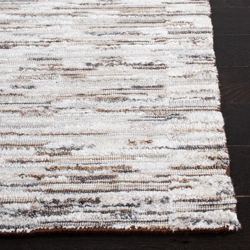 Vista 4 de SAFAVIEH Elements Collection ELM202T - Alfombra moderna de viscosa de 6 x 9 pies, color marrón y gris claro