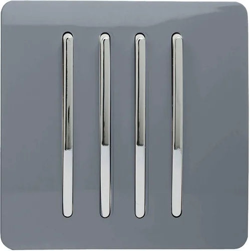 Vista 6 de Trendi - Interruptor de luz táctil de 4 bandas de 2 vías artístico moderno brillante de 10 amperios, color gris claro