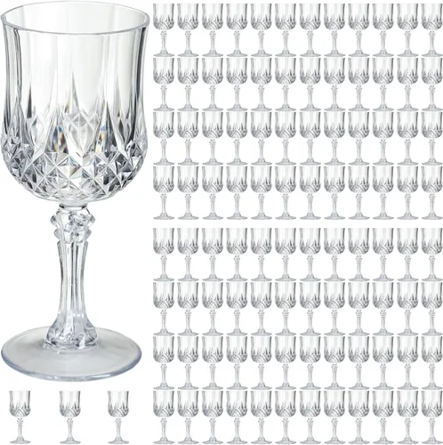 Vista 29 de Copas de vino de plástico de 7 onzas, 10 vasos de vino reutilizables ámbar, copas de champán vintage, copas de agua de cristal de plástico
