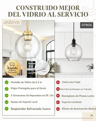 Vista 4 de PL101BG - Lámpara colgante dorada de 7 pulgadas, vidrio globo transparente, PL101BG Dorado (Gold 1)