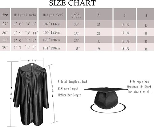 Vista 6 de Herrenbek Shiny Kindergarten Graduation Gown Cap Stole Set for Kids with 2022 TasselCertificate