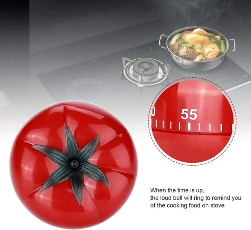 Vista 6 de Temporizador mecánico en forma de tomate de 60 minutos, temporizador de cuenta regresiva para cocina, cocina, horneado, temporizador magnético