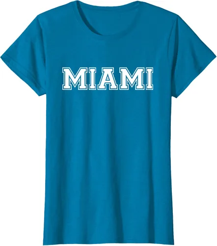 Vista 100 de Camiseta de regalo deportiva estilo universitario Miami Florida, Negro, S
