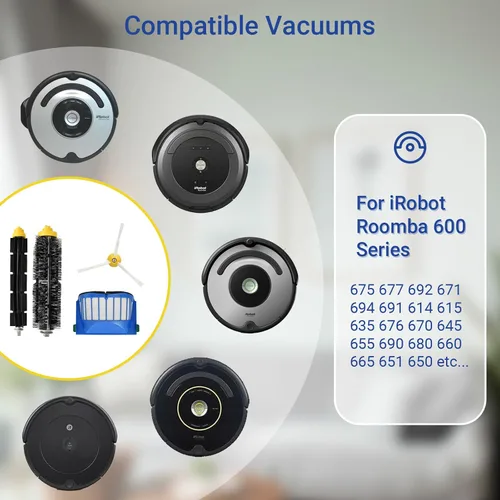 Vista 2 de Kit de accesorios de repuesto serie 600 para iRobot Roomba 692 675 677 671 694 614 691 670 615 676 639 621 679 606 605 643 641 accesorio robótico