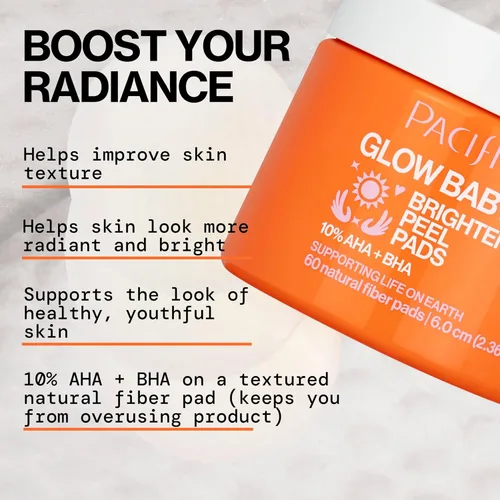 Vista 8 de Pacifica Beauty, Glow Baby - Almohadillas exfoliantes para bebés, 10% AHA y BHA, 60 unidades, ilumina y exfolia, para todo tipo de piel, sin
