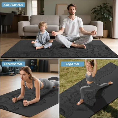 Vista 7 de Tapete de Yoga Grande de 76"x40"x0.4" - Tapete de Ejercicio Extra Ancho y Grueso Antideslizante, Versátil para Estiramiento, Estudio de Yoga