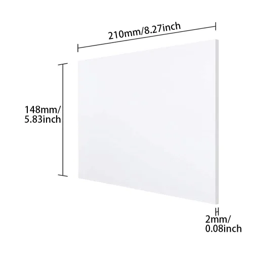 Vista 2 de Fielect lámina de plexiglás acrílico, plástico, panel rectangular, para carteles y manualidades, A5 2 mm, color blanco.