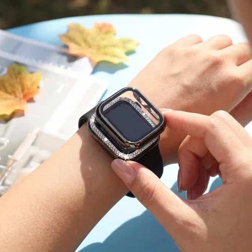 Vista 5 de Compatible para Correa de Apple Watch con Estuche 38mm 40mm 41mm 42mm 44mm 45mm 46mm, Correa de Silicona Suave Impermeable + Estuche Protector