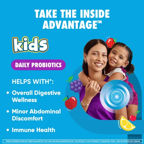Vista 2 de Digestive Advantage Gomitas Probióticas Diarias para Niños, Multi, Sabores Naturales de Fruta, 80