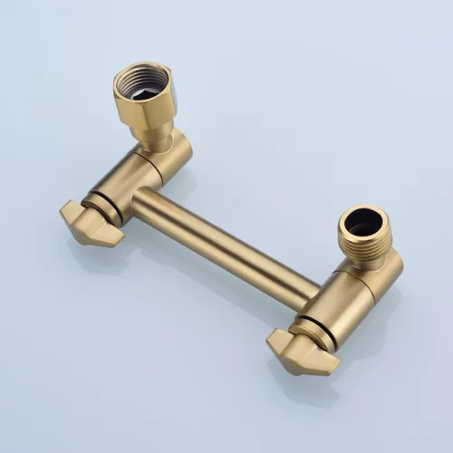 Vista 6 de TRUSTMI Brazo de ducha de latón de 4 pulgadas de altura ajustable, soporte de brazo de extensión de cabezal de ducha, latón cepillado dorado