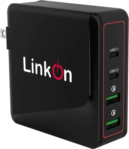 Vista 4 de LinkOn Ganius - Cargador de pared de 166 W (certificado de 136 W) GaN Tech 100 W USB-C PD3.0 PPS y 18 W USB-A QC4.0+ compatible con MacBook Dell HP