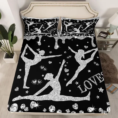 Vista 29 de Erosebridal Sábana bajera ajustable de gimnasia con bolsillo profundo para niñas y niños, tamaño individual, juego de ropa de cama deportiva