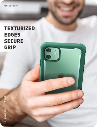 Vista 8 de i-Blason Ares - Funda para iPhone 11 de 6.1 pulgadas (versión 2019), funda transparente resistente de doble capa con protector de pantalla integrado