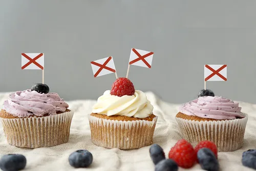 Vista 3 de QQSD Bandera de palillo de dientes de Alabama para decoración de cupcakes, 100