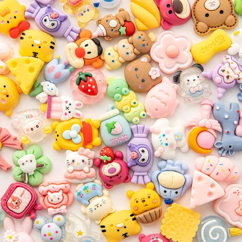 Vista 3 de Juego de dijes de dibujos animados de slime – Lote mixto surtido de dijes kawaii de resina plana para hacer manualidades, decoraciones, álbumes