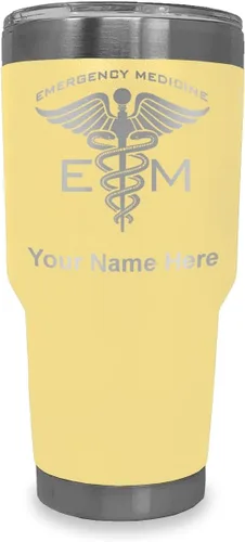 Vista 39 de LaserGram Vaso aislado al vacío de 20 onzas, medicina de emergencia, grabado personalizado incluido (gris) Engraved Gift for Doctors, Vacuum