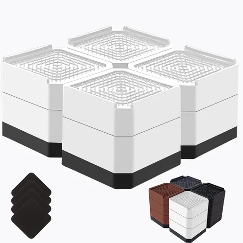 Vista 14 de Elevadores de cama resistentes, bloques elevadores de muebles ajustables de 1.5, 3, 4.3 pulgadas para patas de sofá, mesa, escritorio, refrigerador