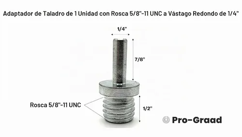 Vista 2 de Adaptador de taladro DA1 5/8-11 a 1/4" que convierte almohadillas