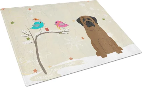 Vista 38 de Caroline's Treasures BB2513LCB - Tabla de cortar de vidrio con texto en inglés "Christmas Presents between Friends" Airedale Terrier - Tabla
