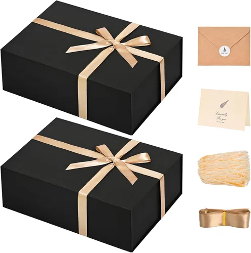 Vista 32 de LIFELUM Square Gift Box with Magnetic Lid, Card, Sticker, Ribbon, Shredded Paper Filler for Business, Wedding, Birthdays