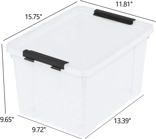 Vista 2 de Caja de almacenamiento con pestillo de 22 cuartos de galón, contenedor apilable con tapa de pestillo, contenedor de almacenamiento de plástico