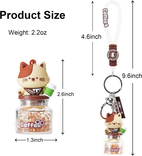 Vista 2 de Lindo llavero Kawaii Boba Liquid Bear Llavero Gato Llavero Mochila Charm Mujeres Hombres Niñas Niño Adolescentes Hija