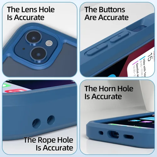 Vista 6 de WXR Funda para iPhone 13 mini/iPhone 12 Mini, parachoques de silicona suave y parte trasera de policarbonato duro transparente e interior de Azul