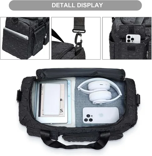 Vista 279 de Pequeña bolsa de gimnasio para mujer, bolsa de viaje con compartimento para zapatos