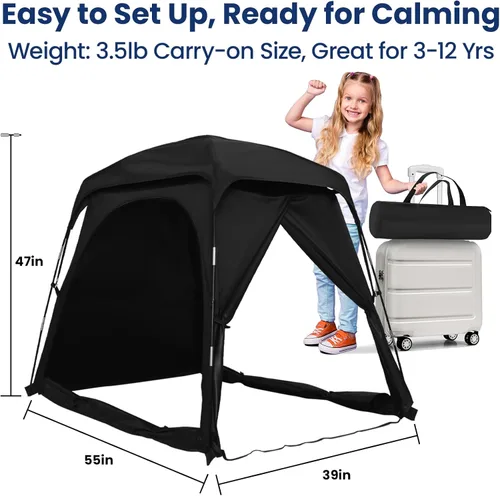 Vista 2 de Tienda de campaña sensorial certificada por CPC para niños autistas, para calmar y dormir, opaca, tamaño grande y versátil, se adapta a cama de piso