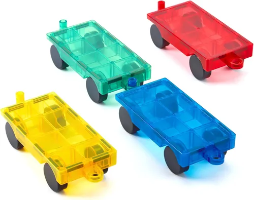 Vista 5 de Gemmicc Juego de 2 piezas de coche magnético, vehículo de construcción magnético, camión magnético compatible con azulejos magnéticos, juguetes