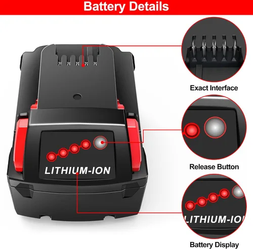 Vista 6 de Worthmah Paquete de 2 baterías de 5.0Ah 18V y cargador de repuesto para batería Milwaukee M18 48-11-1850, compatible con cargador de batería m18