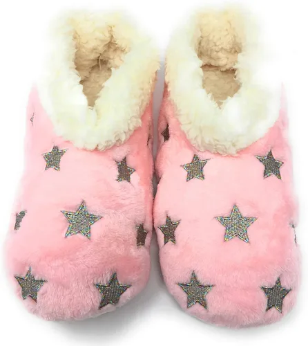 Vista 2 de JYinstyle Womens The Starz Plush Slippers, Cute Fuzzy Sherpa Slippers, Glitter and Stars House Indoor Shoes