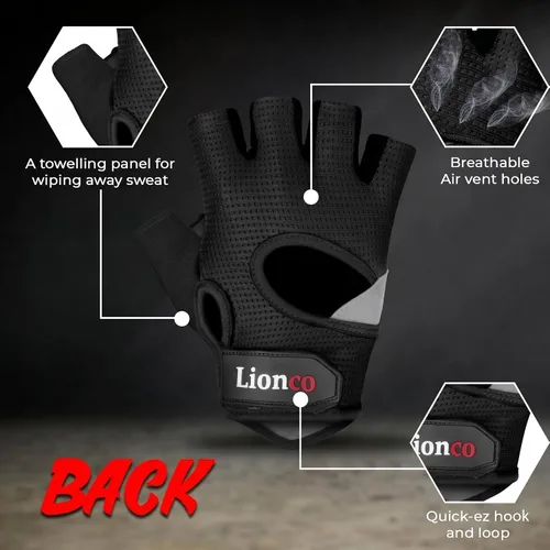 Vista 3 de LIONCO Guantes de entrenamiento para hombres y mujeres, guantes de levantamiento de pesas con gel transpirable acolchados de excelente agarre