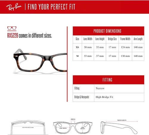 Vista 4 de Ray-Ban RX5228 - Lentes cuadrados para hombre y mujer + paquete con kit de gafas de diseñador iWear